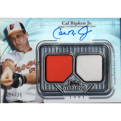 2025 Topps Sterling Cal Ripken Jr #SSACR Sterling Seasons 1991 Relic Auto /25 Baltimore Orioles Baseball Card | Hall of Fame Sports Memorabilia | vintageantiquesgifts.com