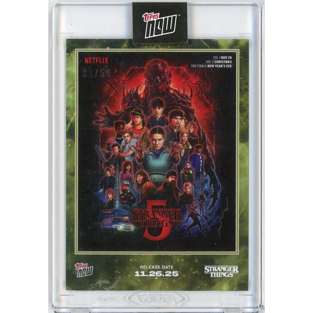 2025 Topps Now Stranger Things STRA Gold 50 Season 5 Cover Art Card | Hall of Fame Sports Memorabilia | vintageantiquesgifts.com