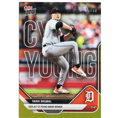 2025 Topps Now Tarik Skubal #OS5 Gold Foil /50 Detroit Tigers Baseball Card | Hall of Fame Sports Memorabilia | vintageantiquesgifts.com