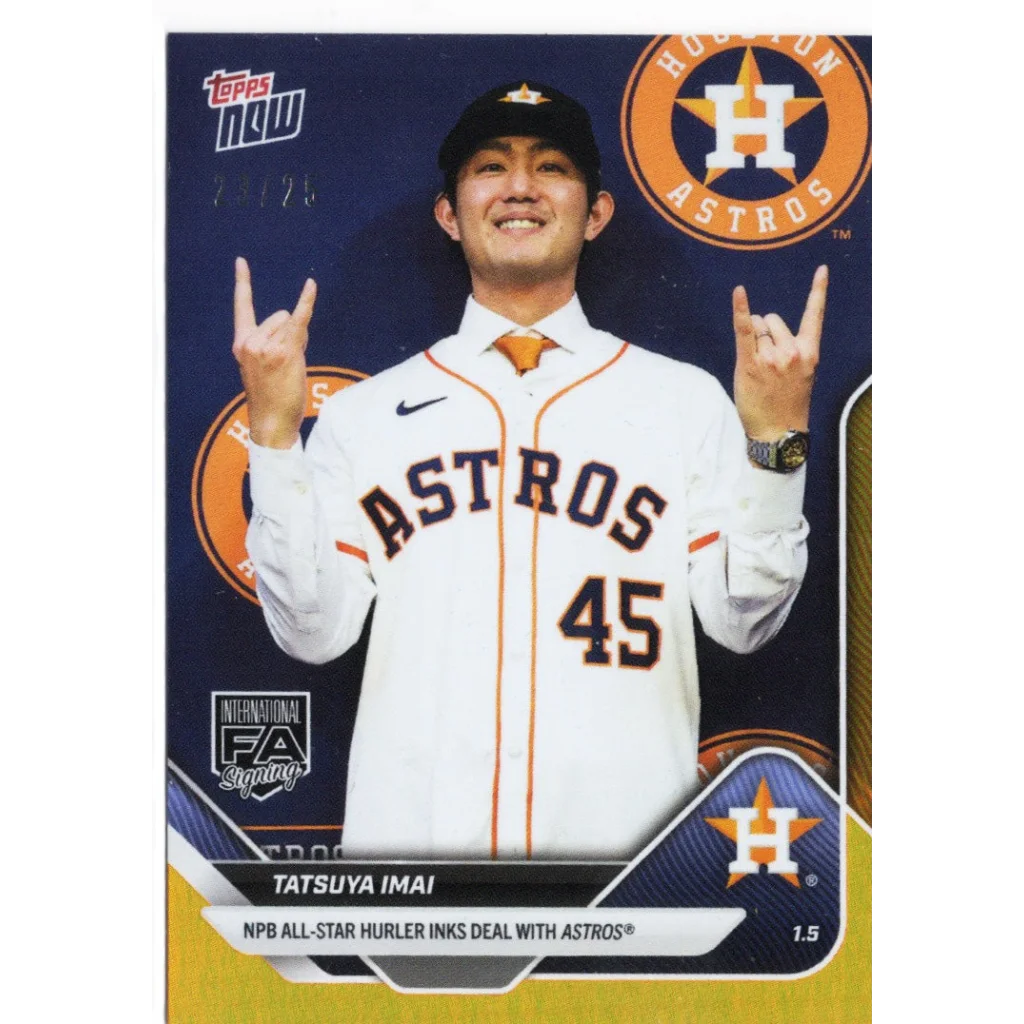 2025 Topps Now Tatsuya Imai #OS12 Orange Foil /25 Houston Astros Rookie RC Baseball Card | Hall of Fame Sports Memorabilia | vintageantiquesgifts.com