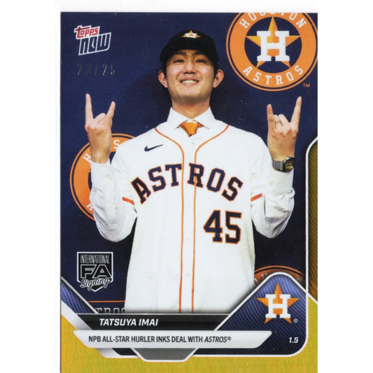 2025 Topps Now Tatsuya Imai #OS12 Orange Foil /25 Houston Astros Rookie RC Baseball Card | Hall of Fame Sports Memorabilia | vintageantiquesgifts.com