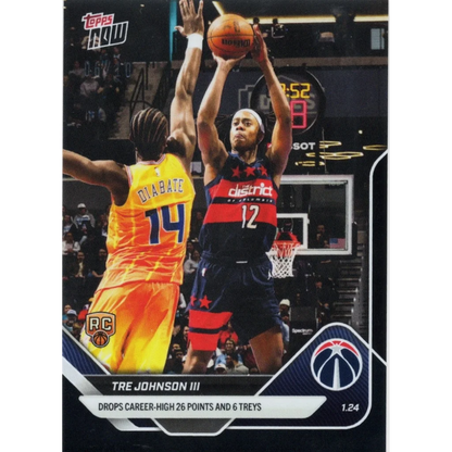 2025 Topps Now Tre Johnson 140 Black Foil 10 Washington Wizards Rookie RC Basketball Card | Hall of Fame Sports Memorabilia | vintageantiquesgifts.com