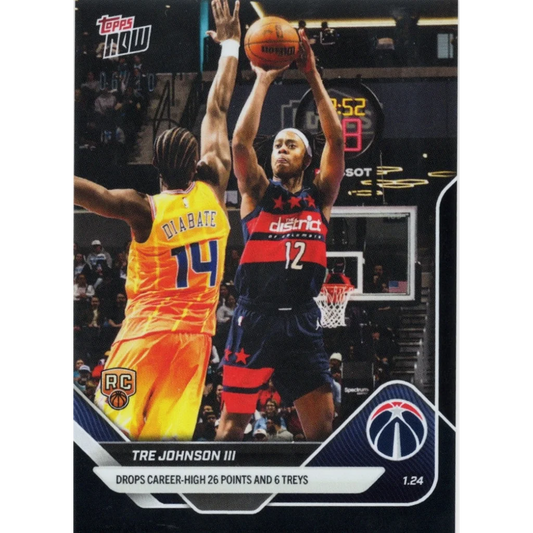 2025 Topps Now Tre Johnson 140 Black Foil 10 Washington Wizards Rookie RC Basketball Card | Hall of Fame Sports Memorabilia | vintageantiquesgifts.com