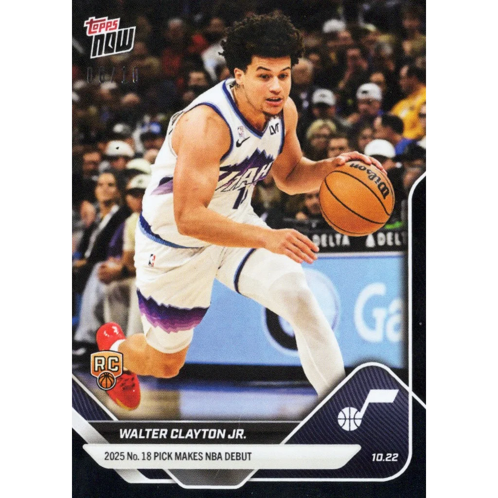 2025 Topps Now Walter Clayton Jr #16 Black Foil /10 Utah Jazz RC card