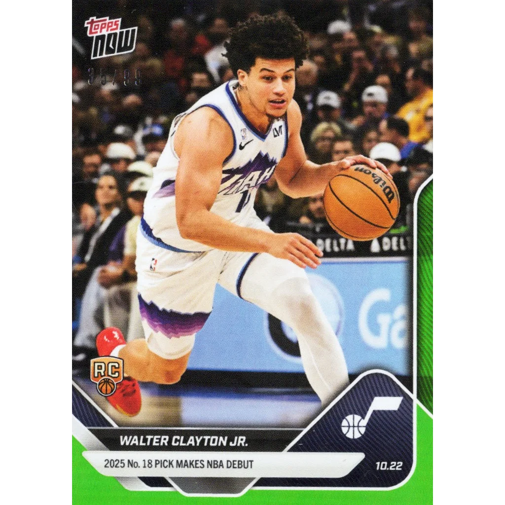 2025 Topps Now Walter Clayton Jr #16 Green Foil /99 Utah Jazz Rookie RC Basketball Card | Hall of Fame Sports Memorabilia | vintageantiquesgifts.com
