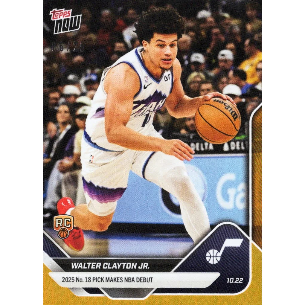 2025 Topps Now Walter Clayton Jr #16 Orange Foil /25 Utah Jazz Rookie RC Basketball Card | Hall of Fame Sports Memorabilia | vintageantiquesgifts.com