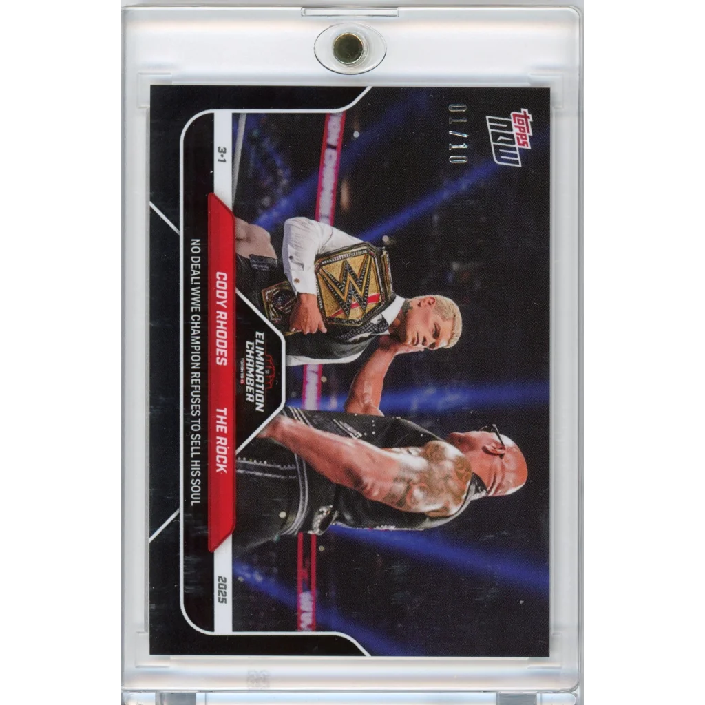 2025 Topps Now WWE Cody Rhodes/The Rock #26 Black #/10 No Deal! Wrestling Card | Hall of Fame Sports Memorabilia | vintageantiquesgifts.com