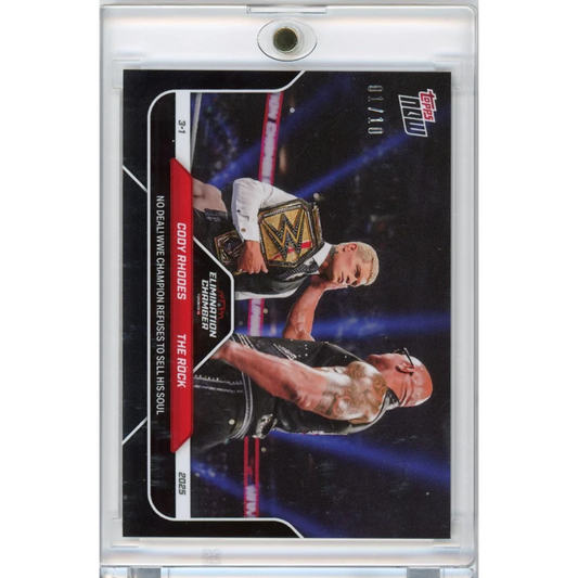 2025 Topps Now WWE Cody Rhodes/The Rock #26 Black #/10 No Deal! Wrestling Card | Hall of Fame Sports Memorabilia | vintageantiquesgifts.com