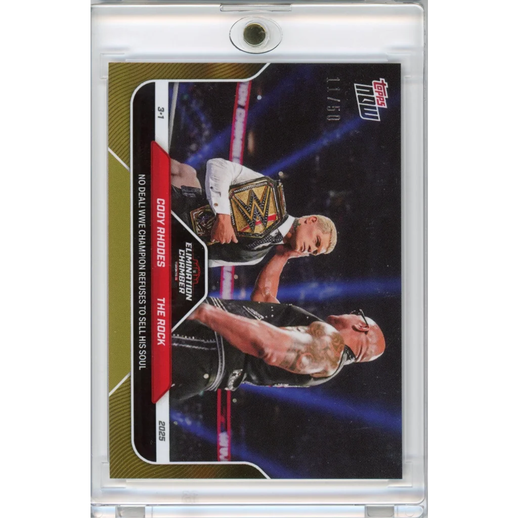 2025 Topps Now WWE Cody Rhodes/The Rock #26 Gold /50 No Deal! Wrestling Card | Hall of Fame Sports Memorabilia | vintageantiquesgifts.com