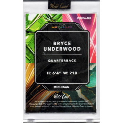 2025 Wild Card Metallix Bryce Underwood #WMFABU Rainbow Autofractal Auto 1/1 Michigan Wolverines Rookie RC Football Card | Certified Authentic Signed Memorabilia | vintageantiquesgifts.com