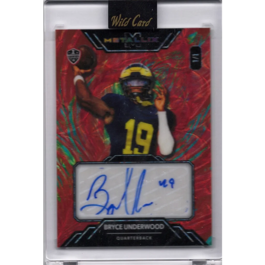 2025 Wild Card Metallix Bryce Underwood #WMMFABU Red Auto 1/1 Michigan Wolverines Rookie RC Football Card | Hall of Fame Sports Memorabilia | vintageantiquesgifts.com