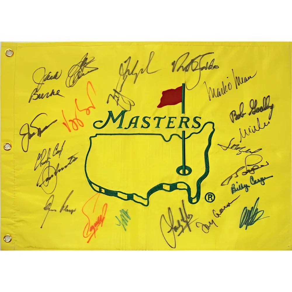 Signed 21 Champions Masters Golf Pin Flag with USA Outline