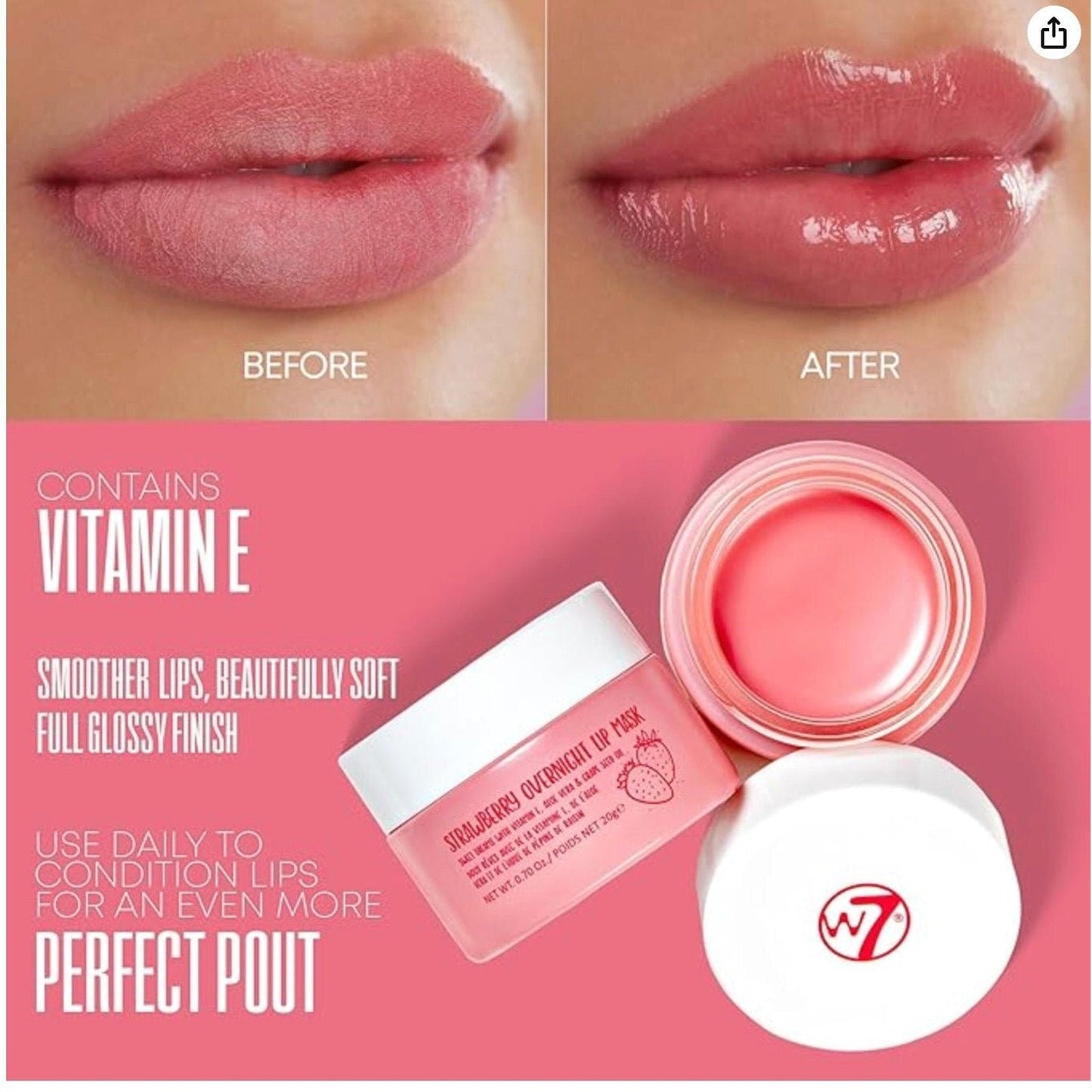 W7 Sweet Dreams Overnight Strawberry Lip Mask