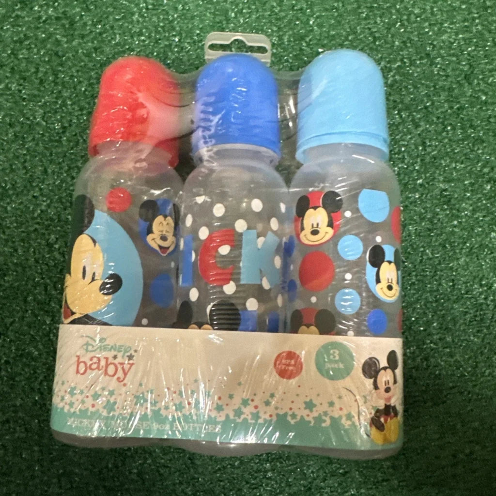 3 Disney Mickey baby bottles NIP with polka dot designs