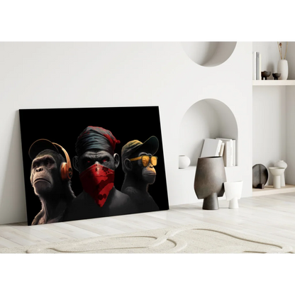 Hip Hop Monkey Trio Canvas Wall Art Print | Modern Wall Art Decor | vintageantiquesgifts.com