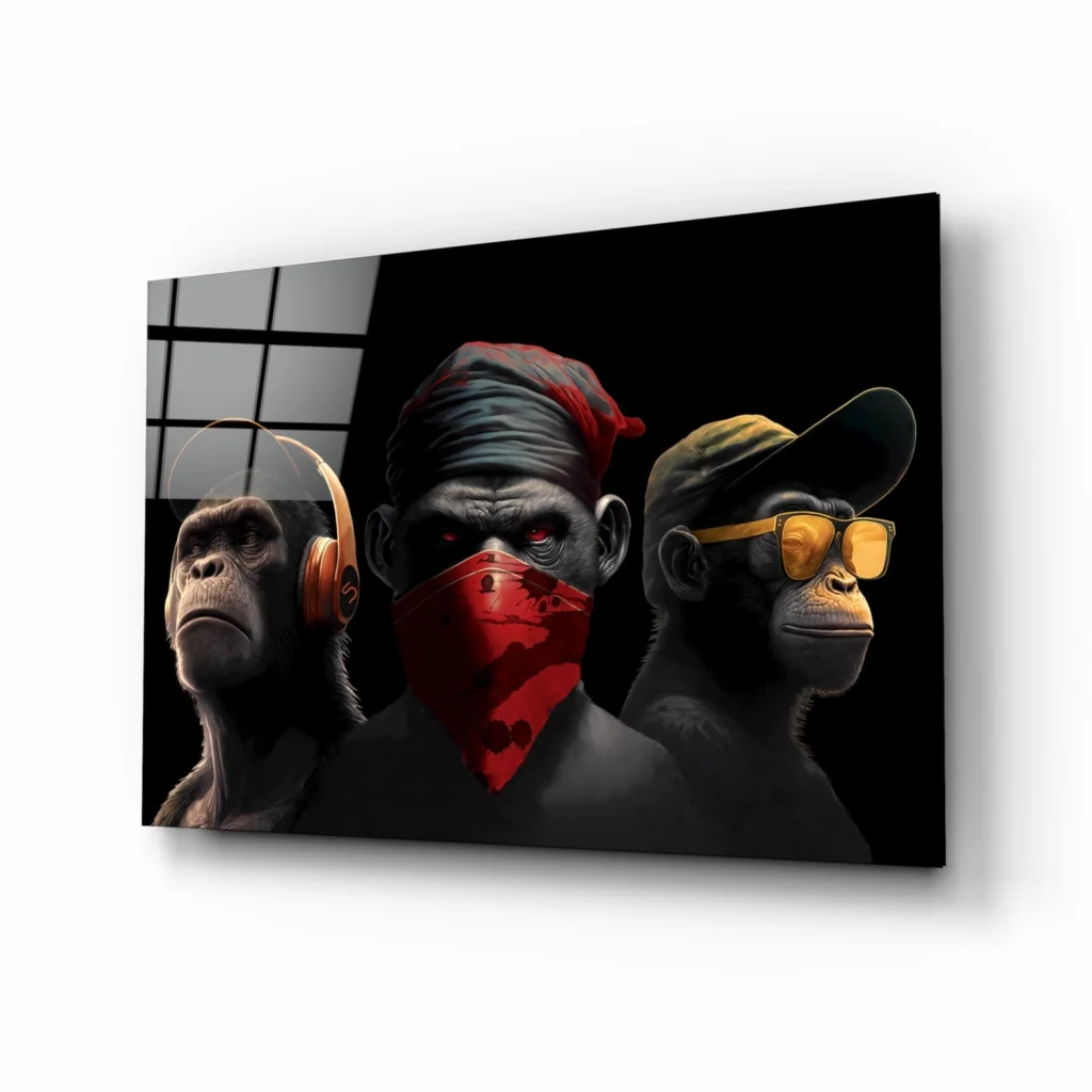 Hip Hop Monkey Trio Canvas Wall Art Print | Insigneart USA | vintageantiquesgifts.com