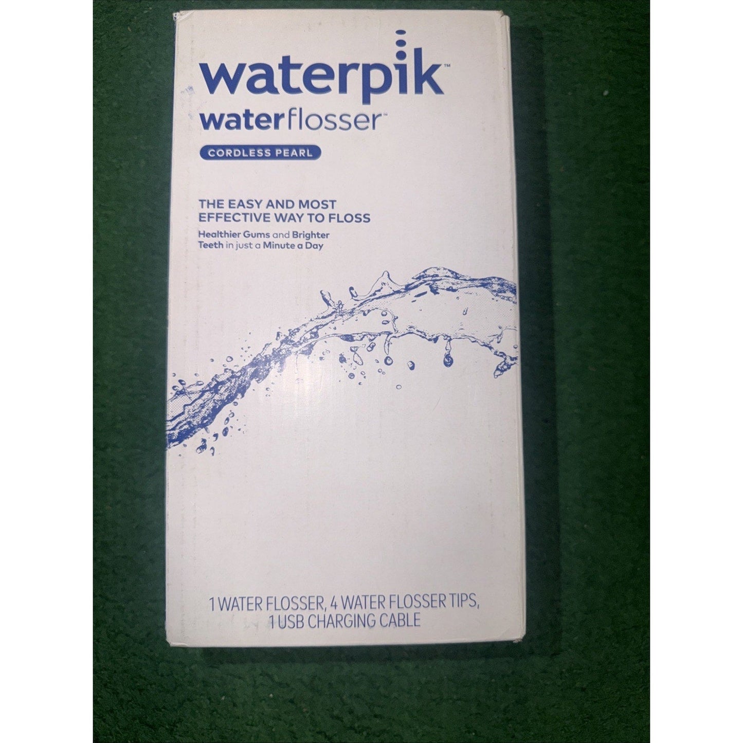 Waterpik Cordless Pearl Rechargeable Water Flosser with 4 Flossing Tips, Black (New)