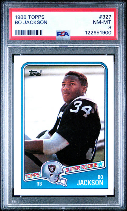 Graded 1988 Topps Bo Jackson #327 Rookie RC Football Card PSA 8 Near Mint
