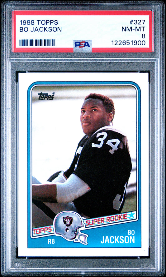 Graded 1988 Topps Bo Jackson #327 Rookie RC Football Card PSA 8 Near Mint
