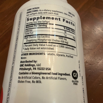 GNC Triple Lecithin 1200mg Supplement, Supports Heart, Liver & Nervous System