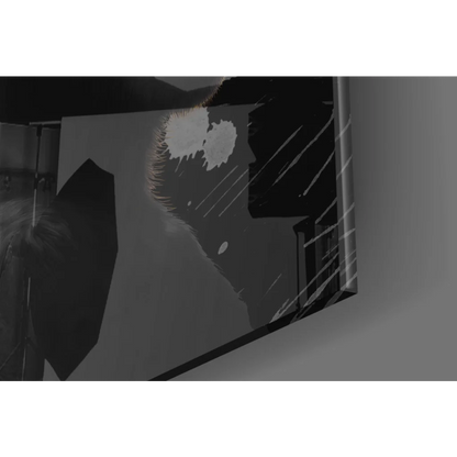 3D printed monkey wall art with headphones, red bandana, black umbrella with white speckles