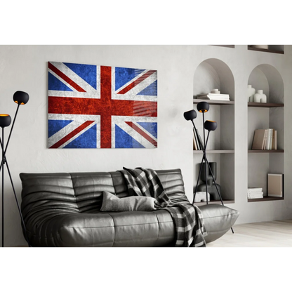 3D Union Jack glass wall art canvas print for home decor