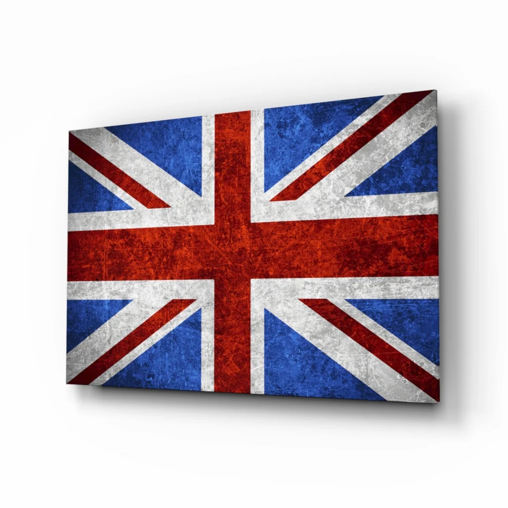 3D Union Jack glass wall art canvas print for home