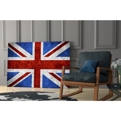 3D Union Jack glass wall art canvas print with distressed texture