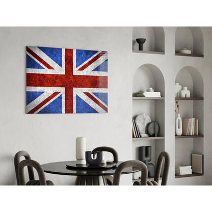 3D Union Jack glass wall art canvas print for home