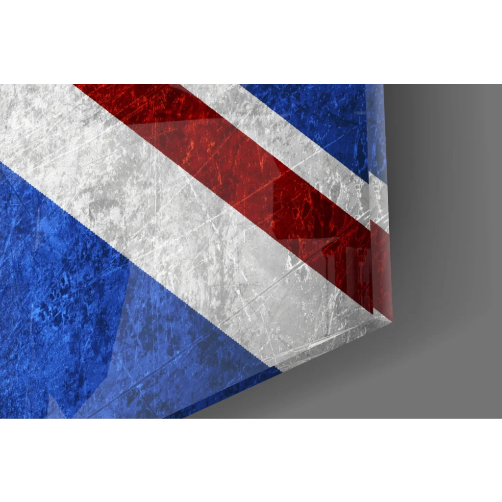 Grunge Iceland flag 3D glass wall art canvas print with stripes