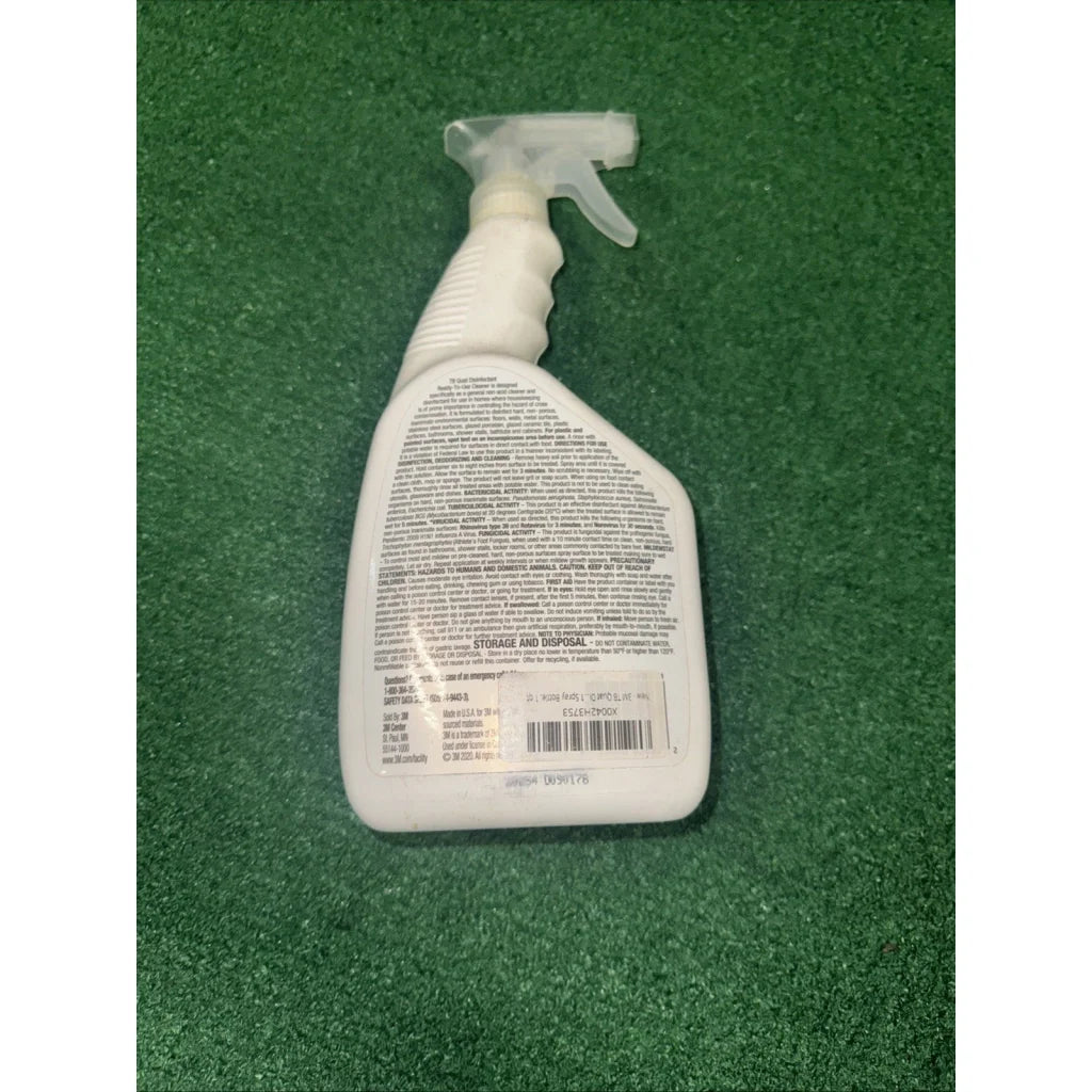 Back of 3M TB Quat lemon scent disinfectant spray bottle