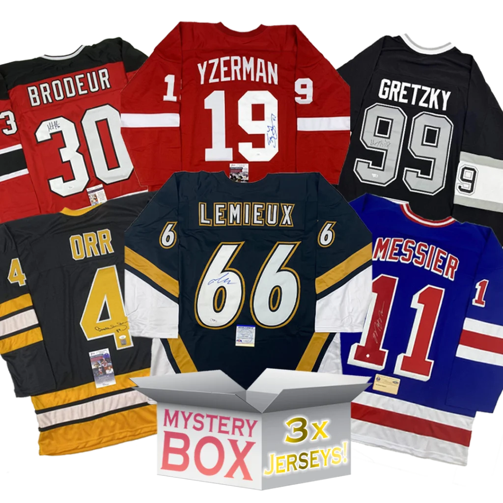 3x Hall of Famers Autographed Hockey Jerseys Mystery Box with PSA JSA or Beckett COA | Hall of Fame Sports Memorabilia | vintageantiquesgifts.com