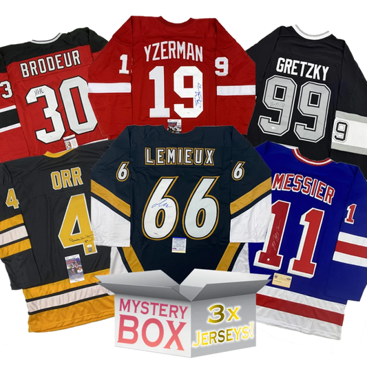 3x Hall of Famers Autographed Hockey Jerseys Mystery Box with PSA JSA or Beckett COA | Hall of Fame Sports Memorabilia | vintageantiquesgifts.com