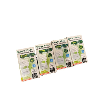 Energy Wiser 75W GU24 CFL bulbs in clear packaging, warm white 2700K