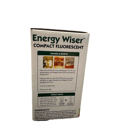 Energy Wiser 75W GU24 CFL bulb in white green box, 2700K warm white