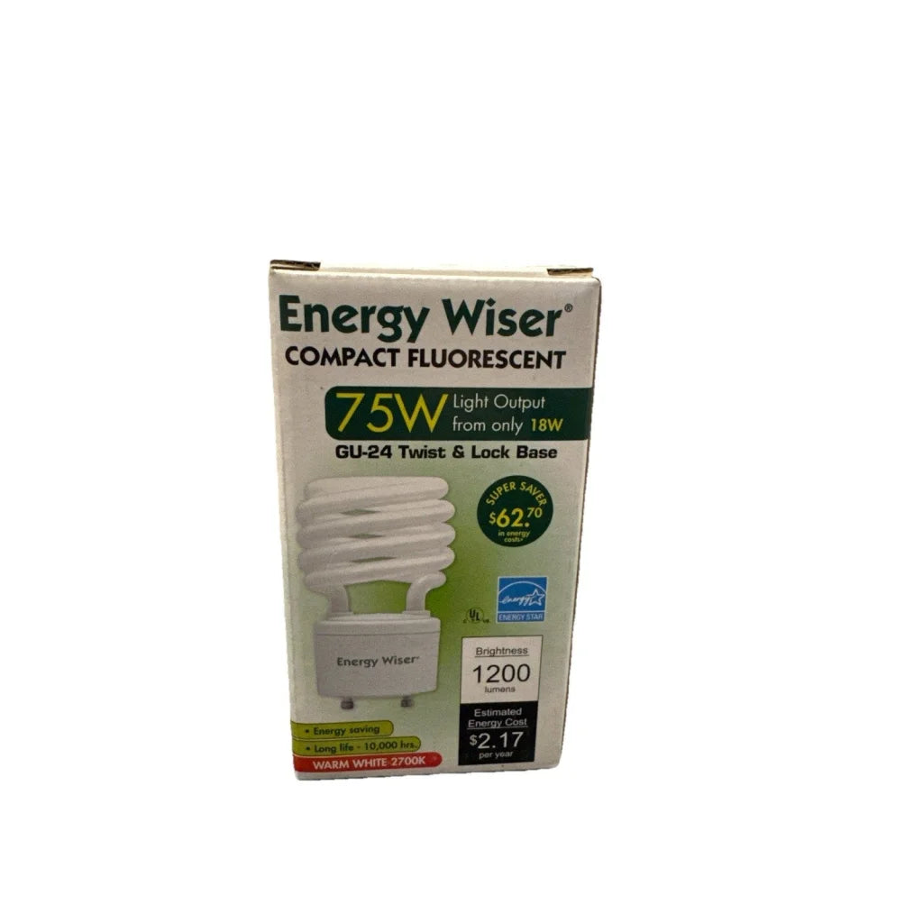Energy Wiser 75W GU24 CFL bulb, 2700K warm white spiral design