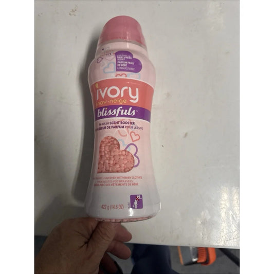 Pink and white Ivory Snow-Neige Blissfuls laundry scent booster, baby fresh scent