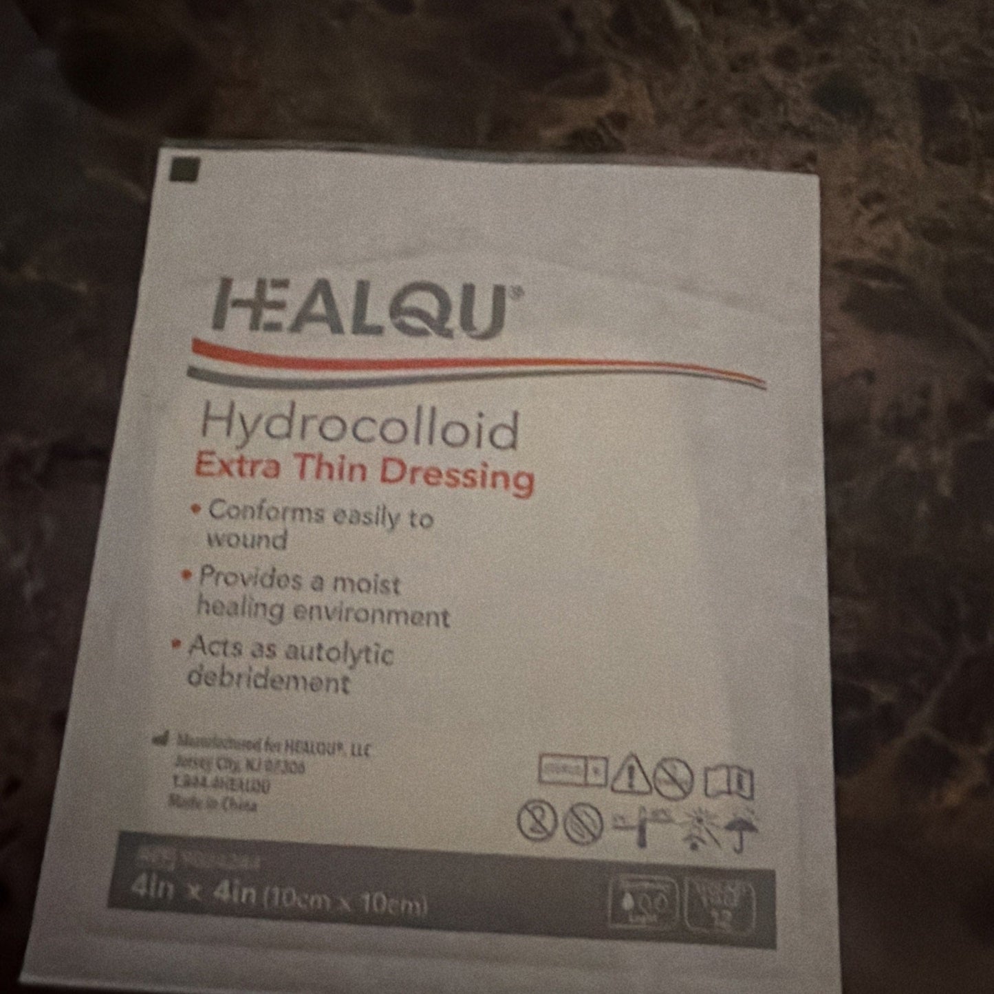 Box Of 10 Healqu Hydrocolloid Wound Dressing - 4x4" Extra Thin