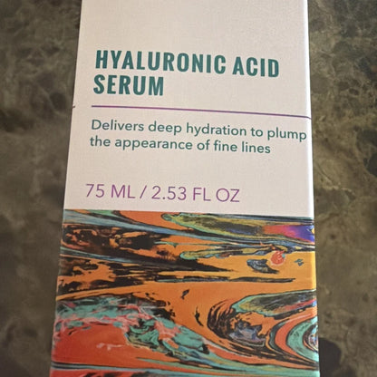 Good Molecules hyaluronic acid serum white box with teal purple text