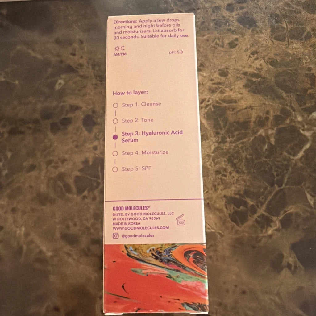 Good Molecules Hyaluronic Acid Serum 5x box with minimalist label