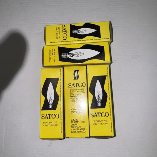 Yellow satco s3283 40w 120v replacement bulbs in decorative boxes