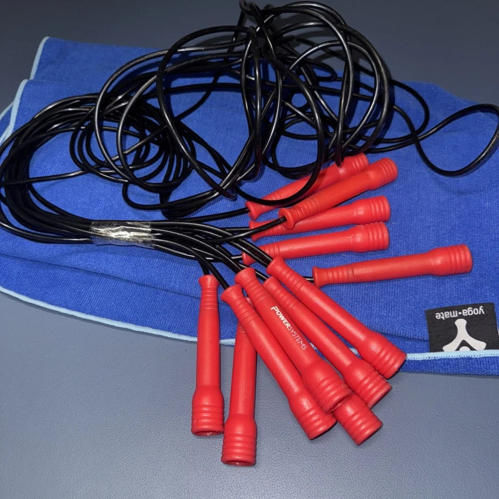 6 Power Systems jump ropes red and black with branded red handles