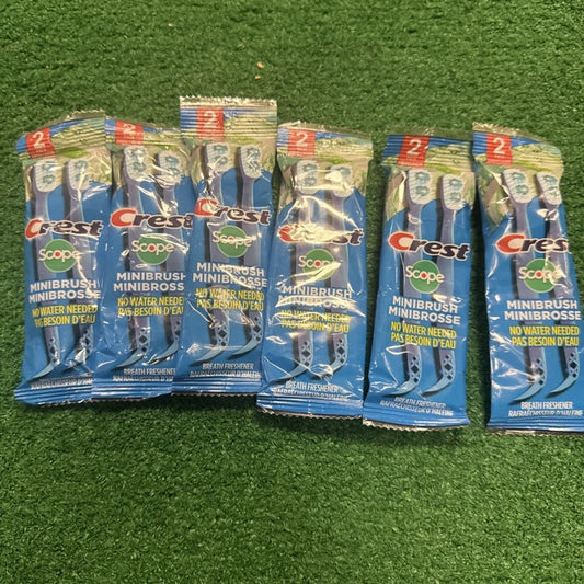 Crest Scope waterless disposable toothbrushes, 6 x 2-pack blue white packs