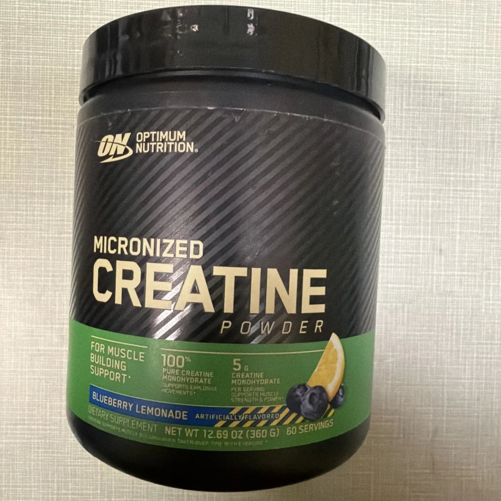 Optimum Nutrition 60 serving micronized creatine powder in blueberry lemonade flavor