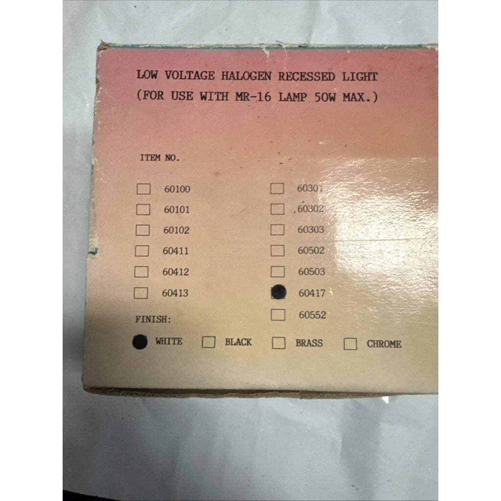 White low voltage halogen recessed light fixture box for MR16 lamps