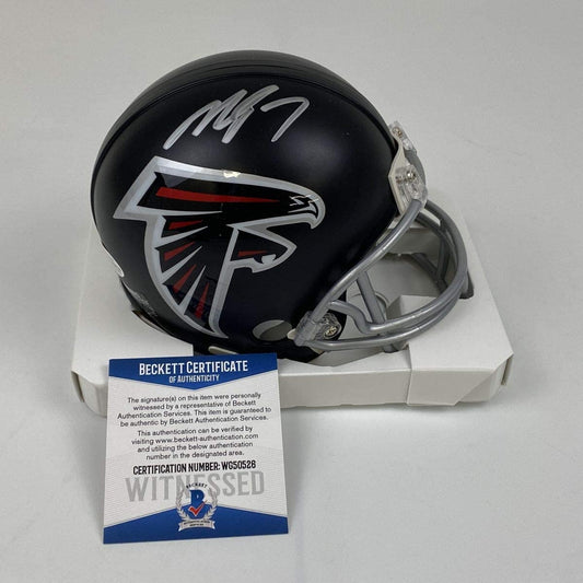 Autographed/Signed Michael Vick Atlanta Falcons Football Mini Helmet Beckett BAS COA