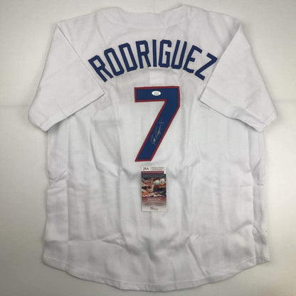 Autographed Ivan Rodriguez Texas White Baseball Jersey