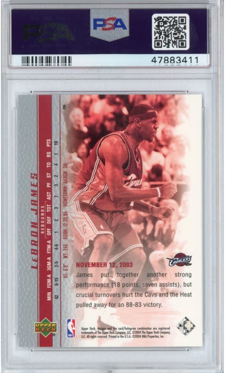 Graded PSA 10 Gem Mint LeBron James 2003-04 Upper Deck UD #8 Phenomenal Beginning Rookie RC Basketball Card