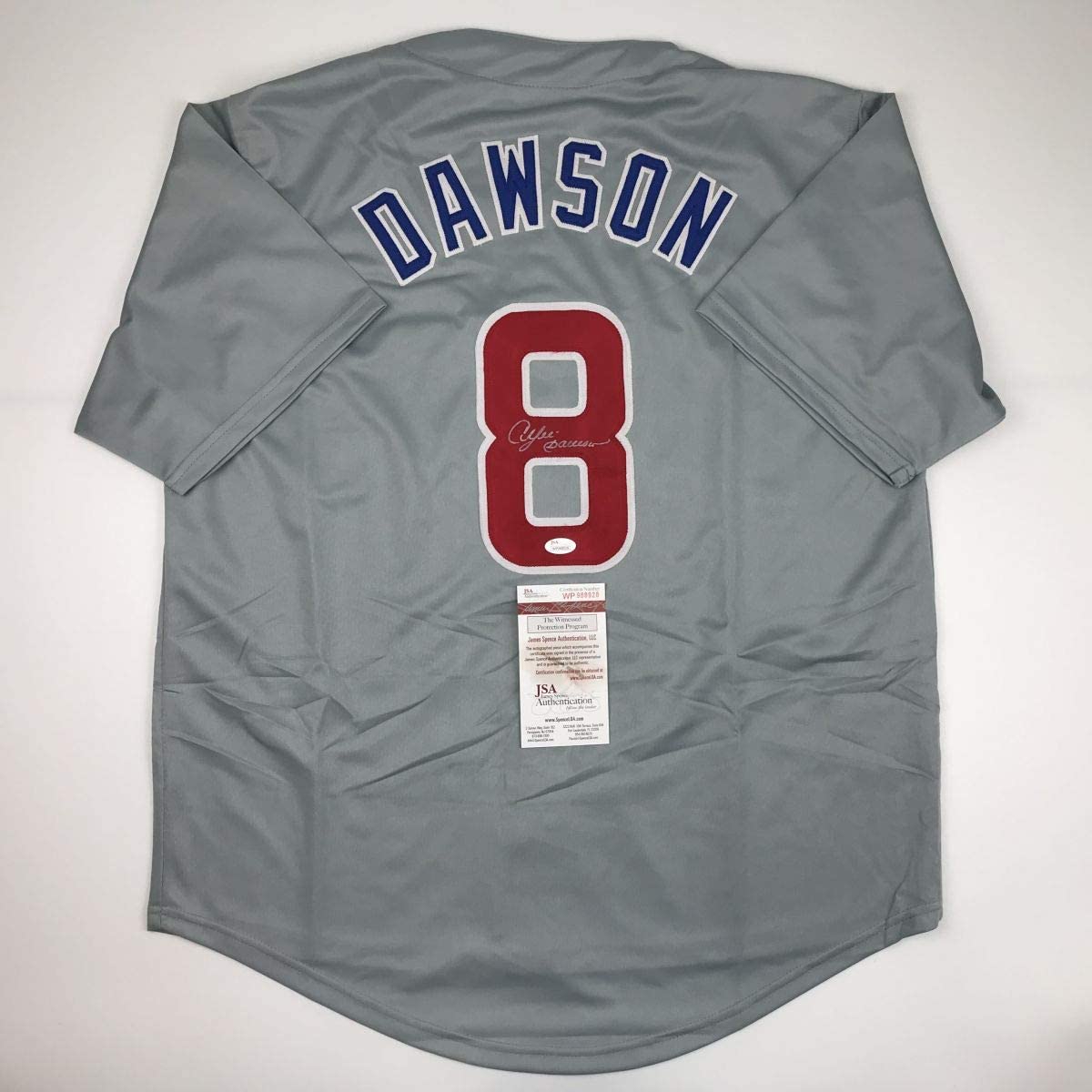 Autographed Andre Dawson Chicago Grey Baseball Jersey JSA COA