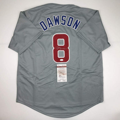 Autographed Andre Dawson Chicago Grey Baseball Jersey JSA COA